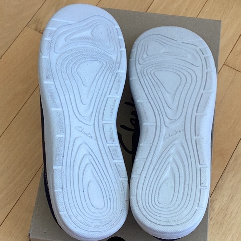 Clarks Driftlite Surf navy blue canvas slip on shoes, men’s size 10 - Picture 14 of 16